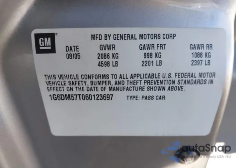 2006 Cadillac Cts Standard z USA, uszkodzony, nr VIN 1G6DM57T060123697